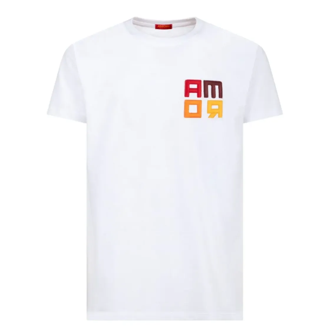 Best Sale T-shirt large embroidered logo ROMAMOR, Adult, White T-shirts & Polo