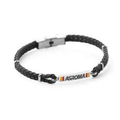 Sale Bracelet with central plaque in hypoallergenic steel and adjustable black fabric cord Jewellery
