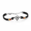Best Sale Bracelet with central plaque logo in hypoallergenic steel and adjustable fabric cord black Jewellery
