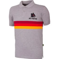 Shop Retro striped polo shirt with logo Lupetto, Adult, Grey T-shirts & Polo