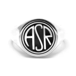 Sale Signet Ring X Nove25 Round ASR Logo, Unisex, Sterling Silver Jewellery