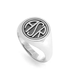 Sale Signet Ring X Nove25 Round ASR Logo, Unisex, Sterling Silver Jewellery